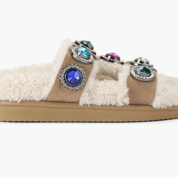 NEW Kurt Geiger Shearling Lined Crystal Sandals - Picture 5 of 8